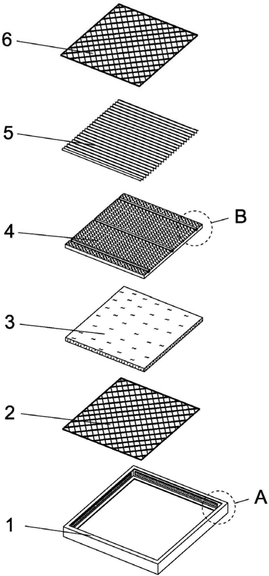 FIG. 1 — structural schematic view of the flame-retardant primary filter