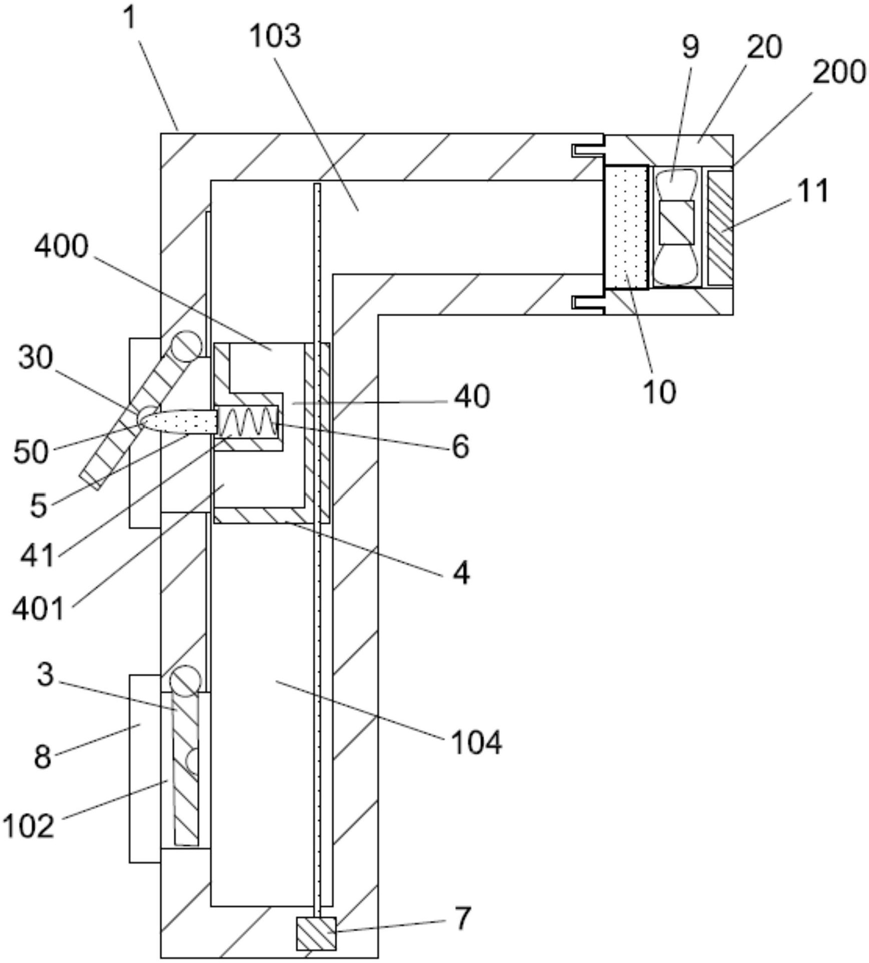 FIG. 1 — cross-sectional structural schematic view of the fresh-air system
