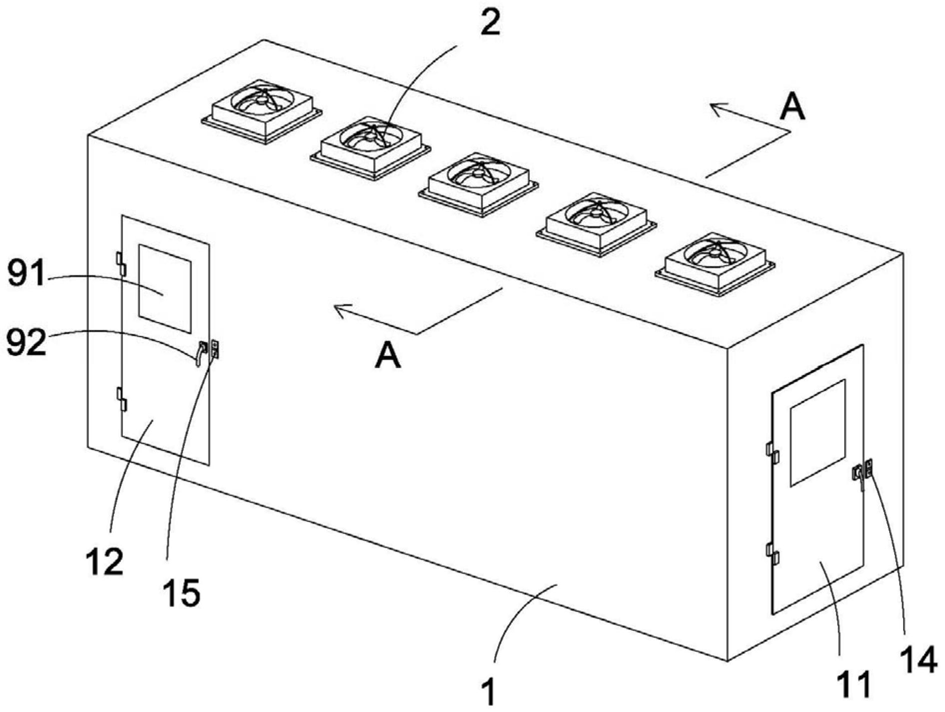 FIG. 1 — Vue schématique de structure de la douche à air à verrouillage à trois portes