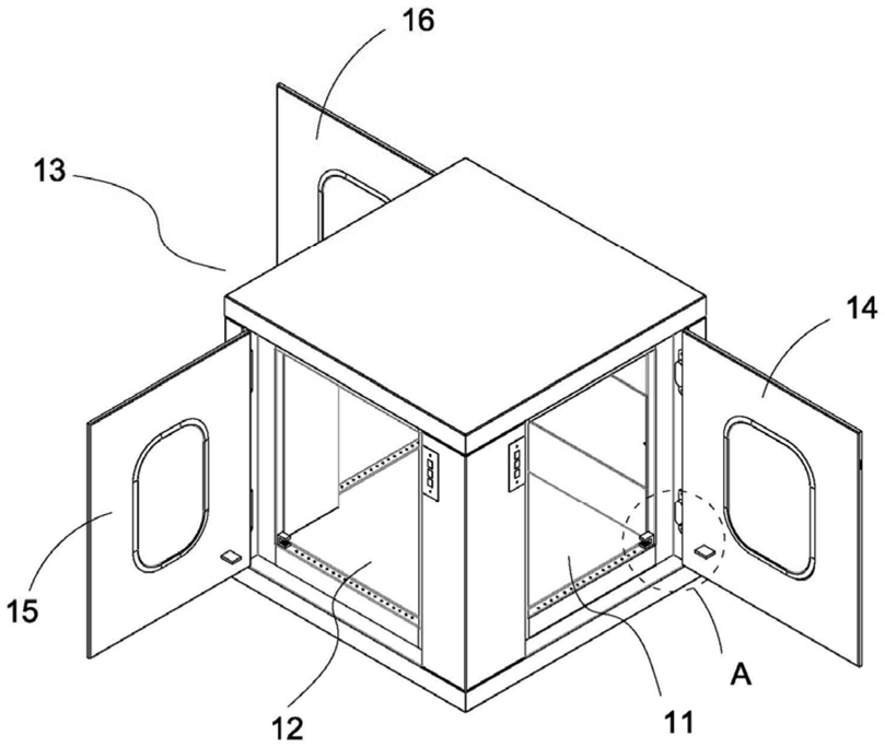 FIG. 2 - second structural schematic view of the three-door electronic-interlocking pass-through box