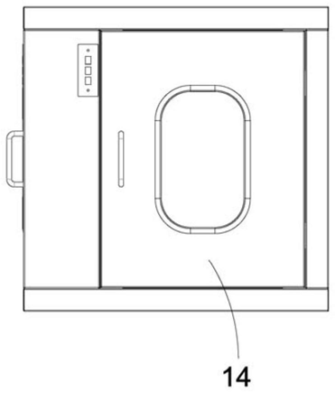 FIG. 4 - front view of the three-door electronic-interlocking pass-through box