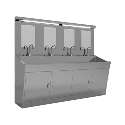 Four-person stainless steel hand-washing sink