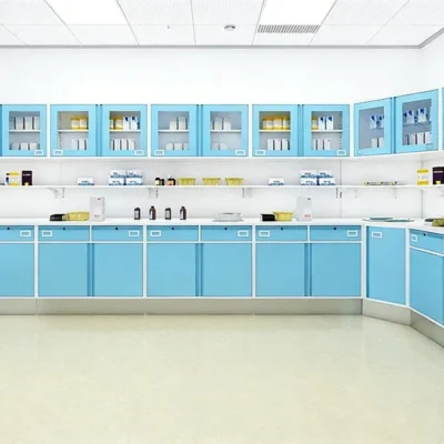 L-shaped treatment cabinet