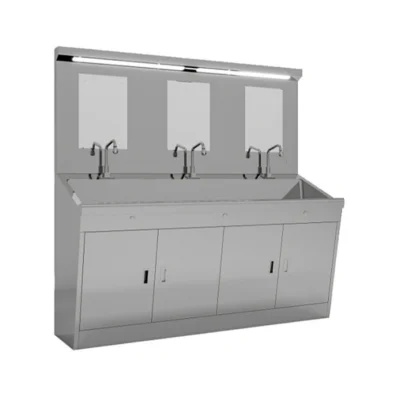 Three-person stainless steel hand-washing sink