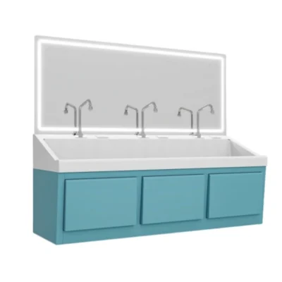 Three-Seat Wall-Mounted Knee-Controlled Handwashing Sink